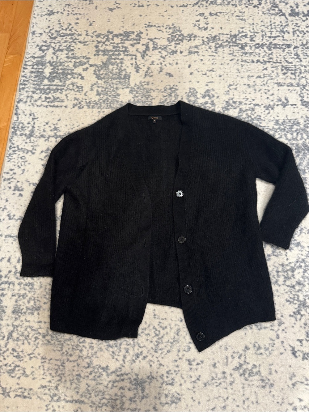 Quince Black Button-Front Women's Cardigan